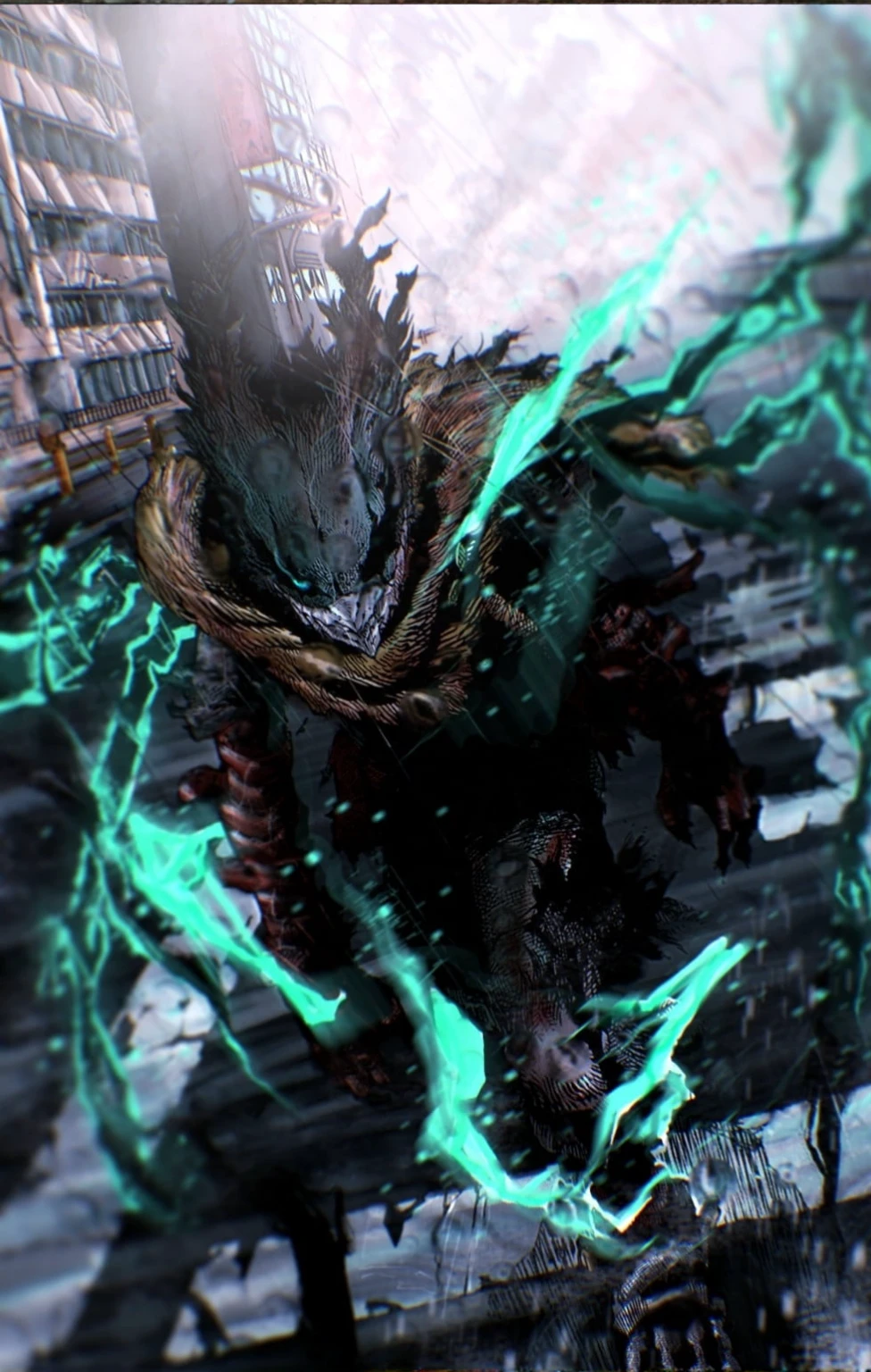 There&#39;s a man in a green and black outfit holding a sword., Path of Exile Hydra, Highly detailed game art, The Great Corruptor, Bloodborne Monster, Highly detailed digital art in 4K, Dark but detailed digital art, Bloody art, Fractal Thunder Dan Mumford, Detailed mouth, Amazing anime 8k, Art Rendering, 4K Detailed Digital Art