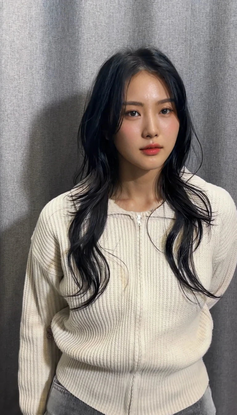 Best Quality, 8k, Masterpiece, (Portrait: 1.3), (photo realistic:1.4), (hyper realistic:1.4), Sharp Focus, looking at viewer, (smoother lighting:1.1), (increase cinematic lighting quality:0.9), realistic lighting, backlighting, light on face, ray trace, (brightening light:1.2), (Increase quality:1.4), sharp detail, (best quality real texture skin:1.4), finely detailed eyes, black_eyes, finely detailed face, 25 year old Korean woman