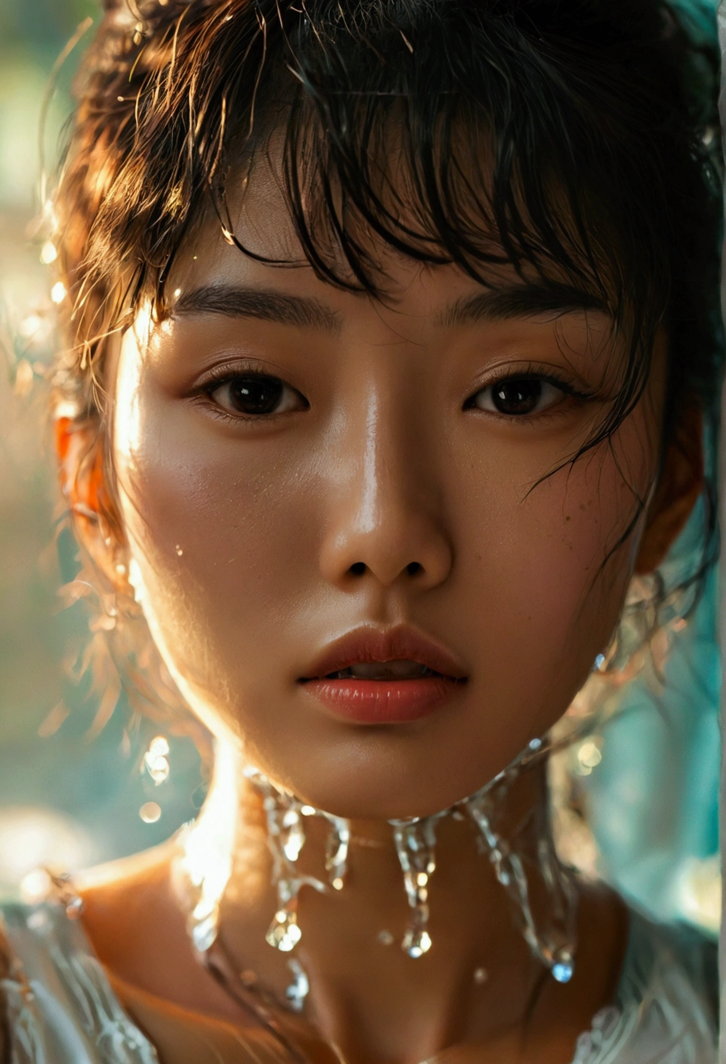 Men cumming on a face of asian beautiful girl