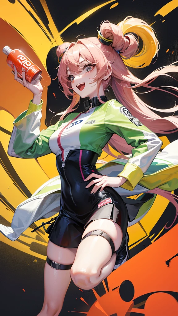 With an energy drink in hand、Thrust forward、A cheerful older sister