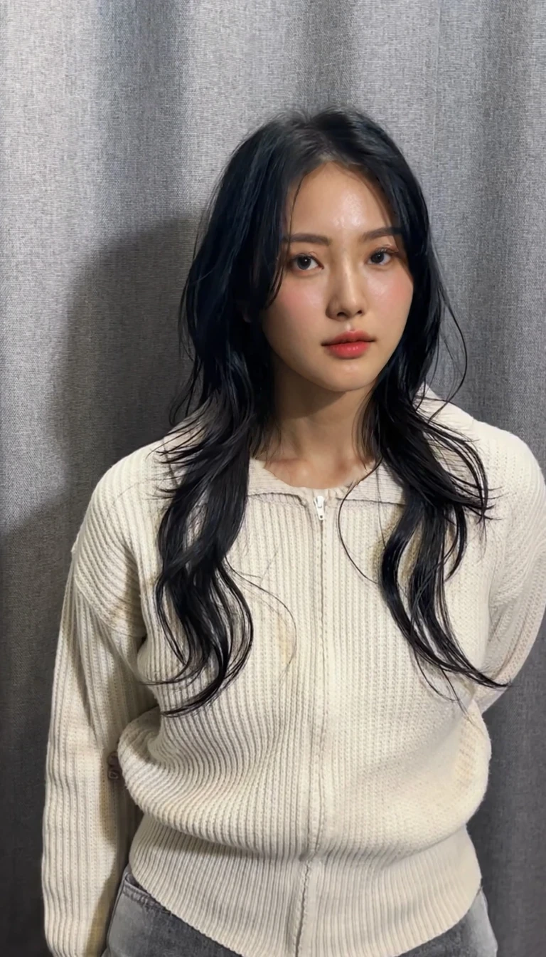 Best Quality, 8k, Masterpiece, (Portrait: 1.3), (photo realistic:1.4), (hyper realistic:1.4), Sharp Focus, looking at viewer, (smoother lighting:1.1), (increase cinematic lighting quality:0.9), realistic lighting, backlighting, light on face, ray trace, (brightening light:1.2), (Increase quality:1.4), sharp detail, (best quality real texture skin:1.4), finely detailed eyes, black_eyes, finely detailed face, 25 year old Korean woman
