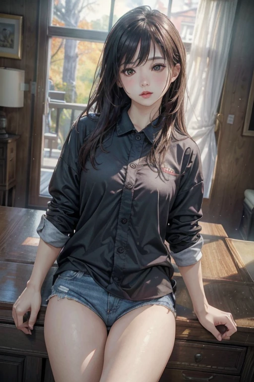 Girls under 8 years old, under 100 height, underwear, small breasts, cotton fabric realistic, black long hair, no jacket