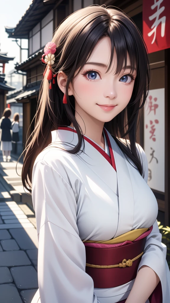 Professional Lighting,(Realistic:1.4), (Top image quality:1.0), (超High resolution:1.0), 8K, Raw photography, (masterpiece:0.2), (Dealing with the Children_v1:0.5)、(最高quality Detail:1.2)、Realistic、8K Ultra HD、High resolution、(1 Girl:1.2)、超detailedな、High quality textures、複雑なdetailed、detailed、Very detailed CG、High quality shadows、detailed 美しく繊細な顔、Beautiful details and a delicate eye、(Symmetrical eyes:1.2),Written boundary depth、Ray Tracing,1 Girl, Japanese Girls, (Natural smile:1.4),cute, thin, Portrait of a beautiful Japanese woman in a kimono, Standing elegantly on a street corner in Kyoto. Kimono with vibrant traditional patterns, Hair decorated with elegant and delicate hairpins, Gentle expression. (With the old streets of Kyoto in the background:1.4)、The soft light of a spring afternoon、Adding tranquility to the scene. Rendered in a Realistic style with great attention to detail, High resolutionの画像.Sky Porn, Magic Hour, (Realistic:1.3), finely, quality, (Tabletop:1.2), (Realistic:1.2), (最高quality), (複雑なdetailed), dramatic, Ray Tracing, photograph, +roller