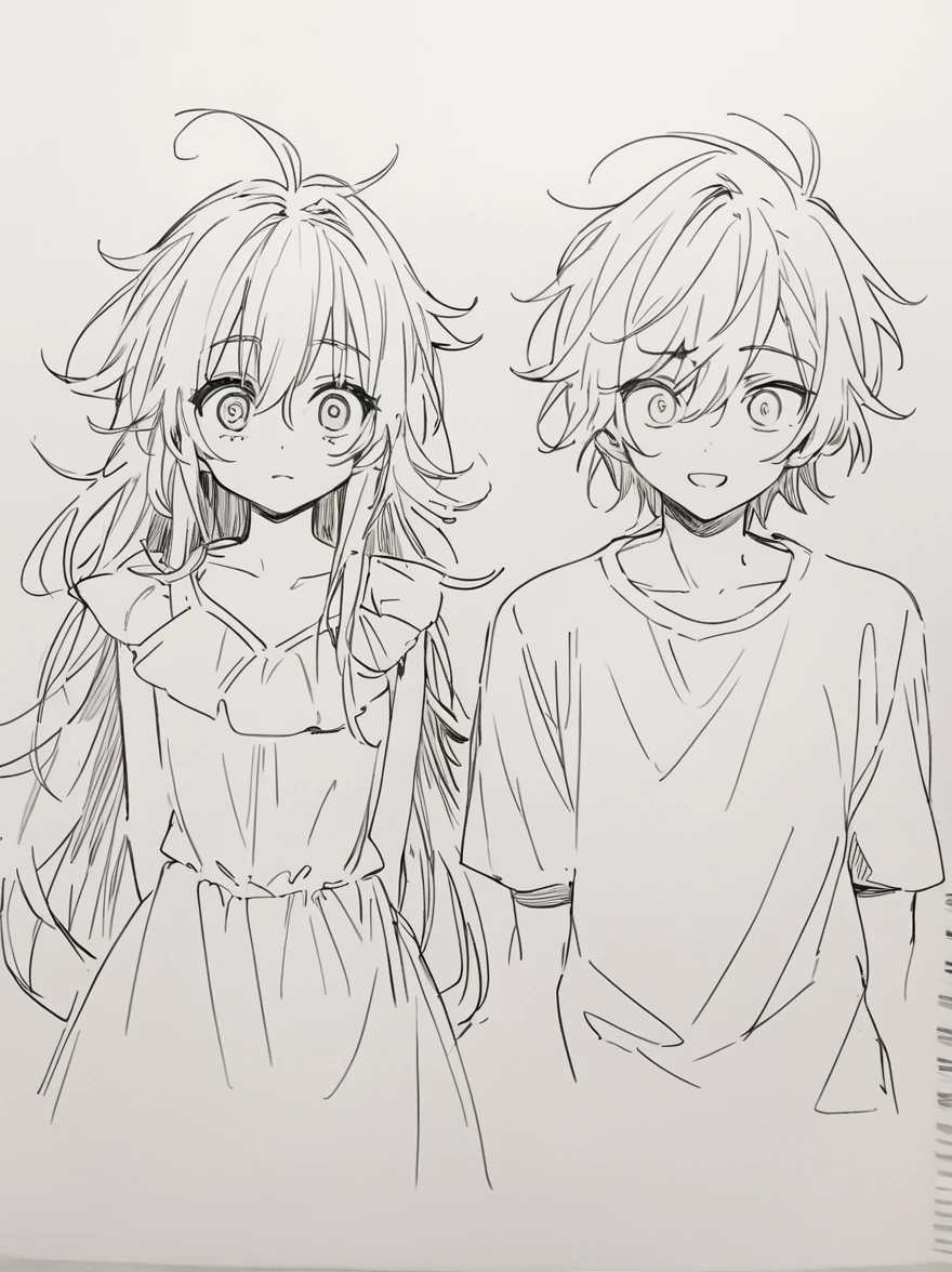 best quality , Black & White, line art, 2 men, , full body,-Half body, long, dark, messy hair., white skin,, Scary eyes,2-3 scenes of falling in love in manga cartoons