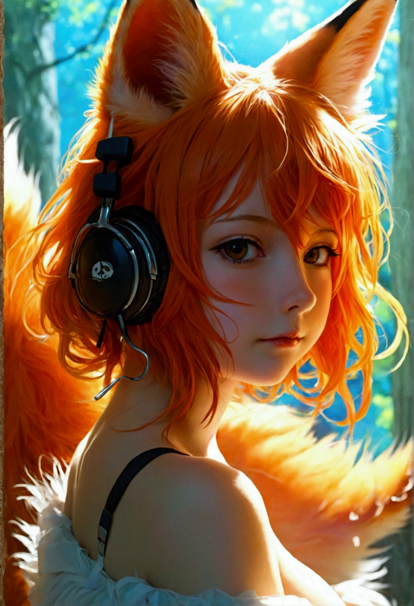 Anime Fox girl naked with kid