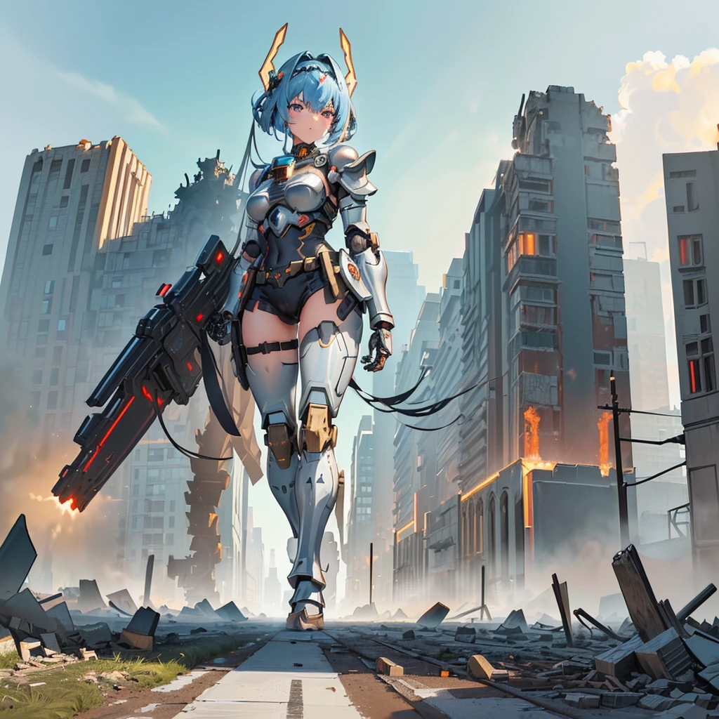 ((giantess)) ((Girl's upper body))
((Robot Girl)) ((Mechanical Armor)) ((Metal Armor))
((Run through the valley of buildings))((Injection))
((Heavy Armament)) ((Heavy Weapon)) ((Bazouga)) ((Rifle)) ((Long Spear)) ((Great Shield)) ((Helmet)) ((Mechanized Wing))
((beautiful eyes)) ((gentle expression)) ((anime style eyes))
((New York Manhattan)) ((major city)) ((skyscraper district))
(((Female titan taller than a building)))) ((Destroyed city))
(GTScramped, giantess: 1.2), Outdoors, Full Body, (Height Difference, Standing Close to Crowd: 1.2)
Black smoke fire, fire, Flame ((crowd runs away)))
Ruins, piles of rubble, battlefields, ground zero, burnt fields
collapsed buildings, broken cars
big city
unreal engine,((concentrated line)) ((wide-angle lens)) ((sunlight))
((masterpiece)) ((beautiful girl)) ((precise picture))
((Unreal Engine))
((anime style))
(reference no,Manga character
Destroyed skyscrapers, destroyed cars, crowd Unreal Engine,