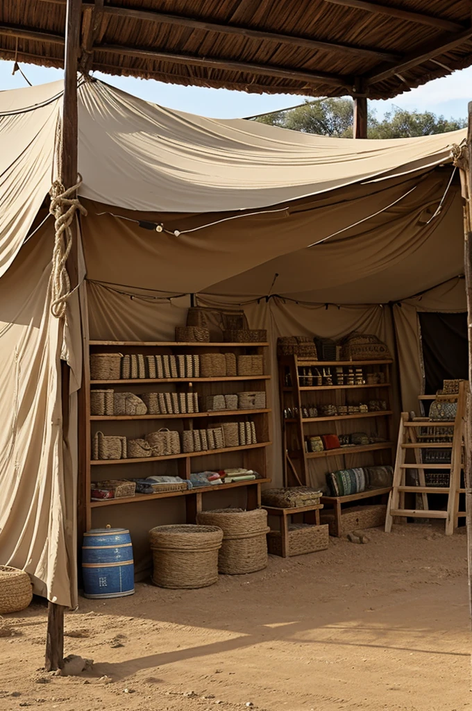 Una tienda de campaña de hebrew style antiguo, a hand tying ropes to the stake, reinforcing stakes, expand the tent, hebrew style, big store, enlarge the tent, reinforce tent stakes,