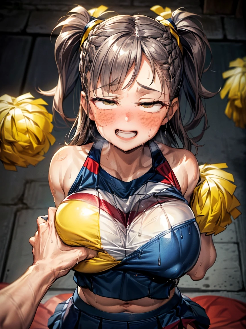 (Very tiny girl rides guy perfectly:1.5)、(Petite girl riding:1.3)、(Big Breasts:2)、(eyes half closed:1.9)、(Grin:1.1)、(The body shakes violently)、8K resolution、 ((Highest quality))、Anatomically correct、(Cheerleader:1.9)、((Hasselblad Photos))、[:(Detailed face:1.2):0.2]、(heavy rain:1.5)、(Sweaty:1.6)、(Top view:1.9)、(braid one's hair:1.5)、(Loss of strength from the body:1.3)、(呻吟)、(Jump:1.6)、(Surrounded by a lot of middle-aged men:1.6)、(Upper Body:1.9)、(Leaning forward:1.3)、(Groping the chest:1.6)、(heart:1.6)