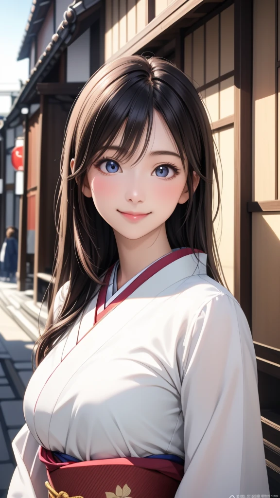 Professional Lighting,(Realistic:1.4), (Top image quality:1.0), (超High resolution:1.0), 8K, Raw photography, (masterpiece:0.2), (Dealing with the Children_v1:0.5)、(最高quality Detail:1.2)、Realistic、8K Ultra HD、High resolution、(1 Girl:1.2)、超detailedな、High quality textures、複雑なdetailed、detailed、Very detailed CG、High quality shadows、detailed 美しく繊細な顔、Beautiful details and a delicate eye、(Symmetrical eyes:1.2),Written boundary depth、Ray Tracing,1 Girl, Japanese Girls, (Natural smile:1.4),cute, thin, Portrait of a beautiful Japanese woman in a kimono, Standing elegantly on a street corner in Kyoto. Kimono with vibrant traditional patterns, Hair decorated with elegant and delicate hairpins, Gentle expression. (With the old streets of Kyoto in the background:1.4)、The soft light of a spring afternoon、Adding tranquility to the scene. Rendered in a Realistic style with great attention to detail, High resolutionの画像.Sky Porn, Magic Hour, (Realistic:1.3), finely, quality, (Tabletop:1.2), (Realistic:1.2), (最高quality), (複雑なdetailed), dramatic, Ray Tracing, photograph, +roller