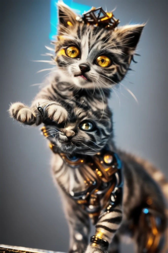 to8contrast style, a cute smoky kitten made out of metal, (cyborg:1.2), ([tail | detailed wire]:1.3), (intricate details), hdr, (intricate details, hyperdetailed:1.2), cinematic shot, vignette, centered, by Stray game, (the most beautiful portrait in the world:1.5)