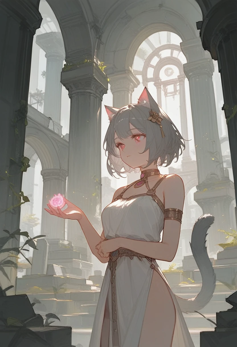 (score_9,score_8_consolation,score_7_consolation),1 woman,cat girl,gray hair,pink eyes,cat ears,cat tail,exposed ruins,beautiful_face,my hand turned into a cat&#39;foot, exposed chest, exposed nipples, exposed pussy, Love juice coming out of pussy.., Love juice pooled on the floor, snood, Traces of sexual slavery engraved on the womb., heart eyes, dehisce, deep blush, tear, Empty expression without focus, Transparent swimsuit with a lot of exposure, Nasty girl, Exposed belly, exposed waist, Wicked Girl