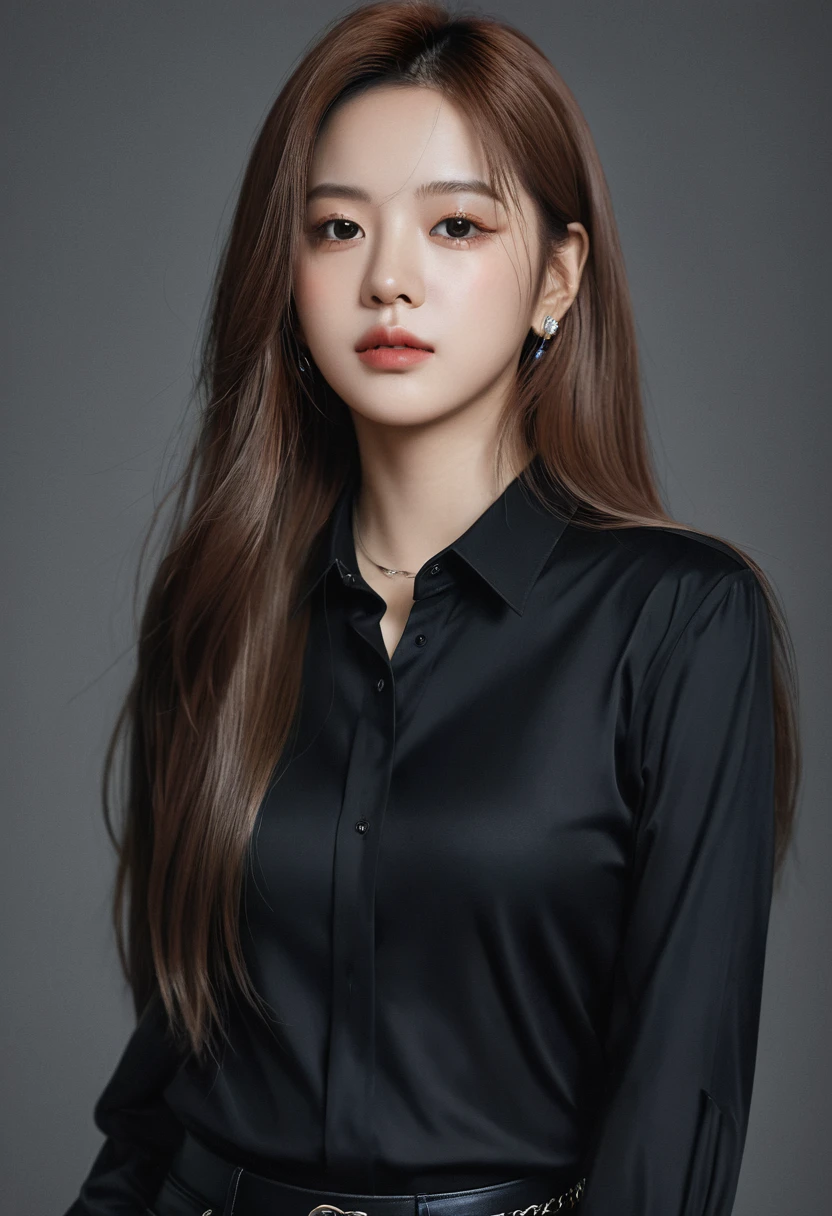 Portrait of a lady with long hair and black shirt, Digital Illustration Portrait, Beauvot Art Style, Portrait of Blackpink member Jossi, Digital Portrait, Digital Art Portraits, Realistic art style, High quality portrait, 🤤 Girl Portrait, realistic art style, # The greatest digital painting of all time, #The greatest digital painting of all time, Glossy Digital