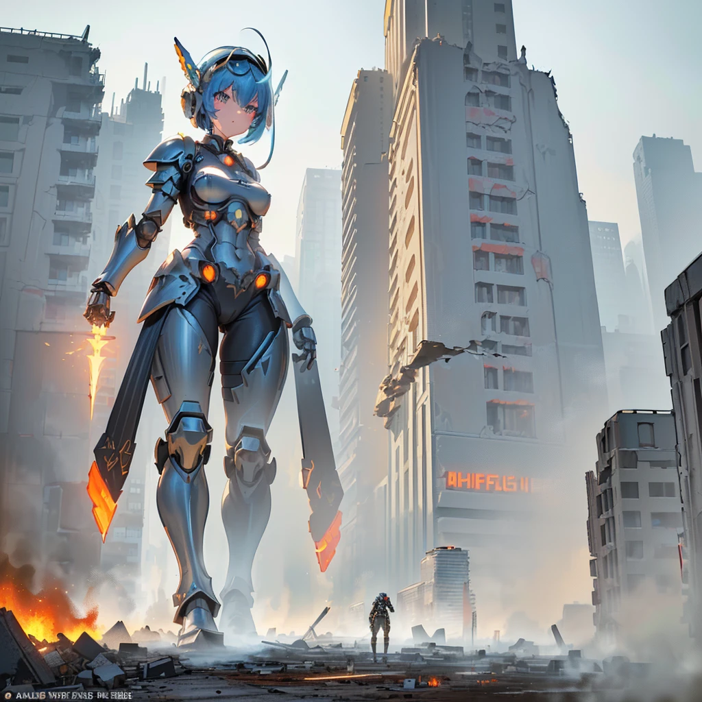 ((giantess)) ((Girl&#39;s upper body))
((Robot Girl)) ((Mechanical Armor)) ((Metal Armor))

((Run through the valley of buildings))((Injection))

((Heavy Armament)) ((Heavy Weapon)) ((Bazouga)) ((Rifle)) ((Long Spear)) ((Great Shield)) ((Helmet)) ((Mechanized Wing))

((beautiful eyes)) ((gentle expression)) ((anime style eyes))

((New York Manhattan)) ((major city)) ((skyscraper district))
(((Female titan taller than a building)))) ((Destroyed city))
(GTScramped, giantess: 1.2), Outdoors, Full Body, (Height Difference, Standing Close to Crowd: 1.2)
Black smoke fire, fire, Flame ((crowd runs away)))
Ruins, piles of rubble, battlefields, ground zero, burnt fields
collapsed buildings, broken cars
big city
unreal engine,((concentrated line)) ((wide-angle lens)) ((sunlight))

((masterpiece)) ((beautiful girl)) ((precise picture))
((Unreal Engine))

((anime style))
(reference no,Manga character
Destroyed skyscrapers, destroyed cars, crowd Unreal Engine,