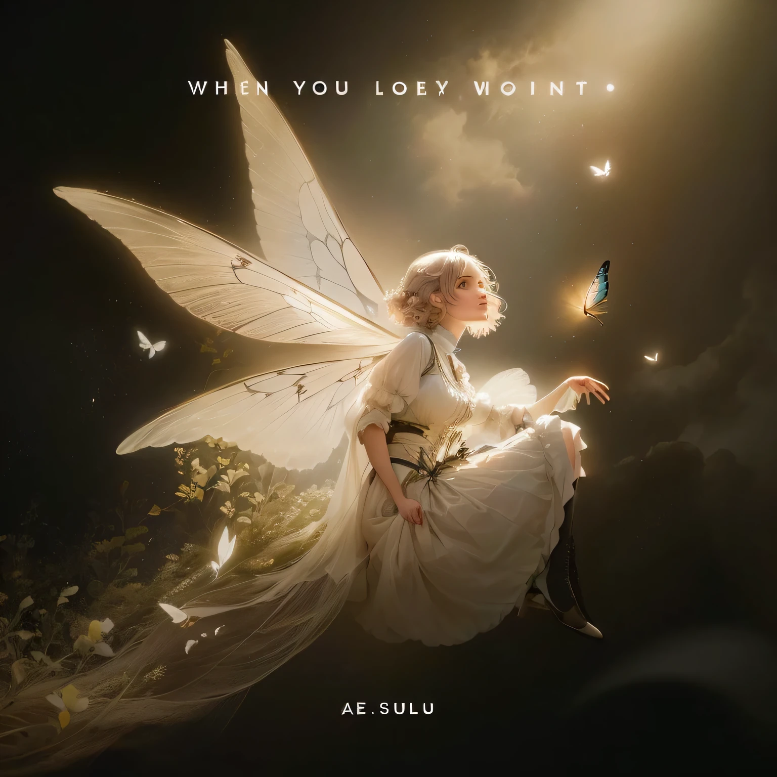 il y a une fée qui vole dans les airs avec un papillon, regard de fée, portrait d'une fée, inspired par wlop, art du wlop, Amy Sol dans le style de, wlop art, wlop |, portrait de fée, Ross Tran et WLOP, par wlop, esthétique féerique, Wlop et Ross Tran, wlop!!