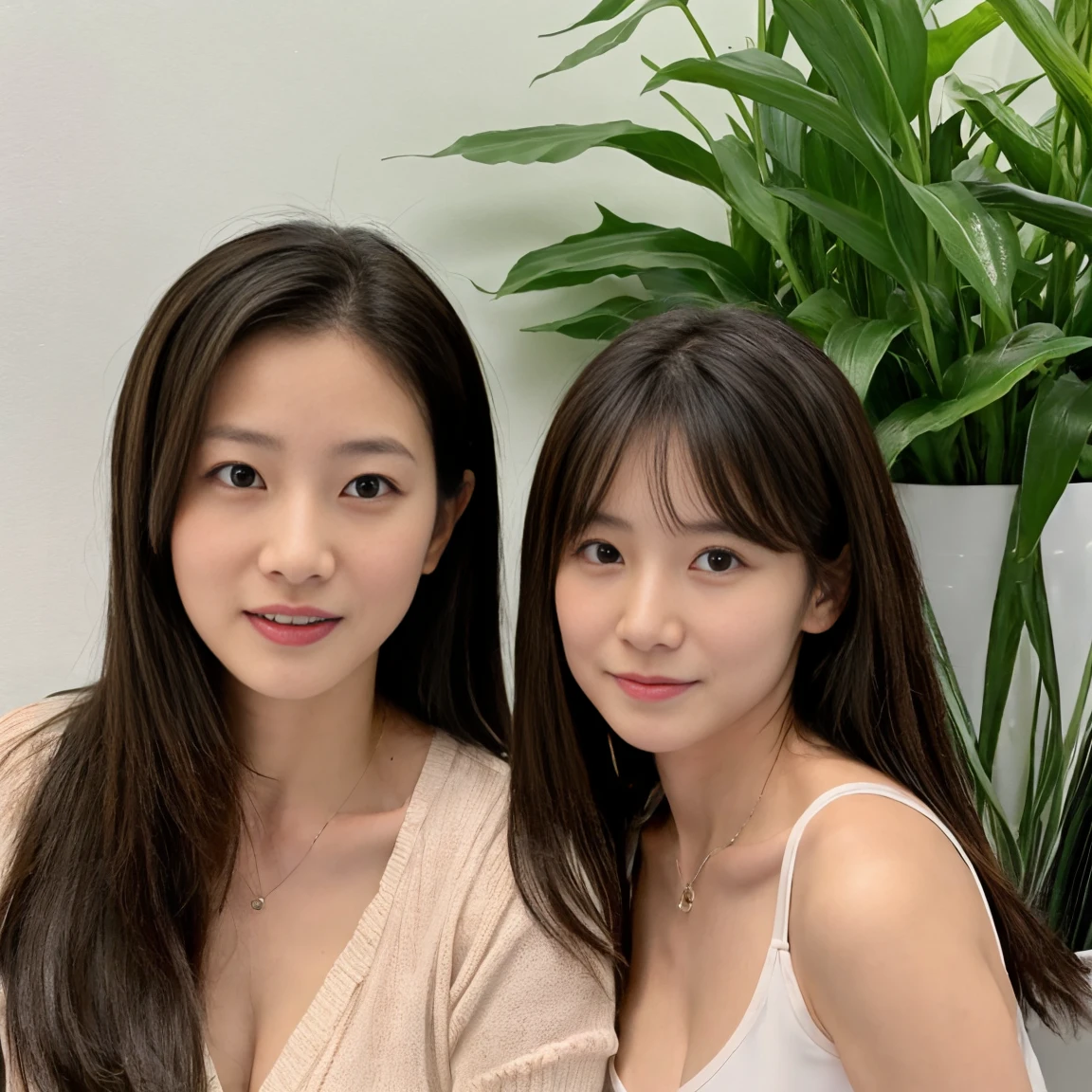 Beautiful woman, ((Mother and daughter:1.5)), ((My mother is 38 years old.:1.5)), ((Scared:1.5)), ((frightened:1.5)), (:1.5), ((mother has a flat chest:1.5)), ((My daughter is 18 years old:1.5)), Close in age, beautiful, I wear clothes, ((Mother has a very small mole on her left cheek:1.2)), ((Look into the viewer&#39;s eyes:1.5)), ((looking at viewer:1.5)), ((look into the viewer's eyes:1.5)), (top-quality, 16K, ​masterpiece:1.3), top quality, masterpiece, high resolution, photorealistic, (raw photo), live shooting, 16k wallpaper, perfection, professional lighting, very detailed, fine details, Hyperrealism, hyper realistic, realistic, japanese, (super detailed), (Photorealsitic:1.5), high-level image quality, very detailed, depth of field, (most beautiful), (dramatic lighting:1.2), (cinematic lighting:1.2), ambient lighting, (front lighting:1.2), highest precision, detailed fingers, detailed hands, detailed eyes, detailed skin texture, textured skin, realistic smooth soft skin, (perfect body proportion), (seductive emotion:1.3), (soft and plump thighs:1.2), (short torso:1.5), detailed face, detailed finger, clear eyes, gentle eyes, accurately drawn arms, accurate and perfect human anatomy, white and soft thighs, realistic smooth soft skin,