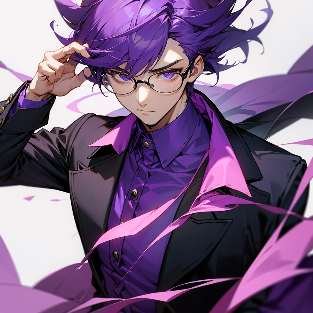 male、Purple clothes、Handsome、Glasseuscular、