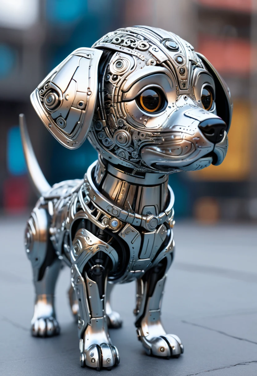 Cute metal puppy, , Cyberpunk style, ((Intricate details)), Human Development Report, ((Intricate details, Very detailed)), Lenses, Interlude