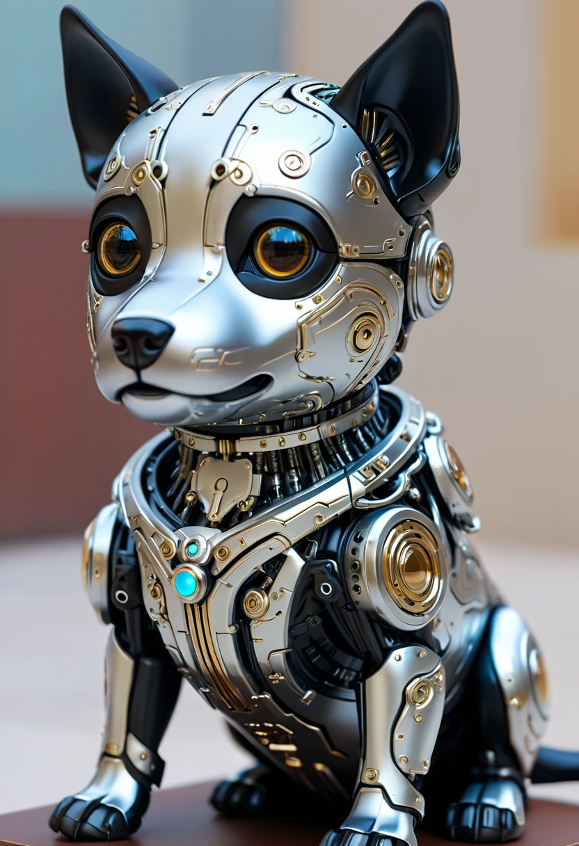 Cute metal puppy, , Cyberpunk style, ((Intricate details)), Human Development Report, ((Intricate details, Very detailed)), Lenses, Interlude