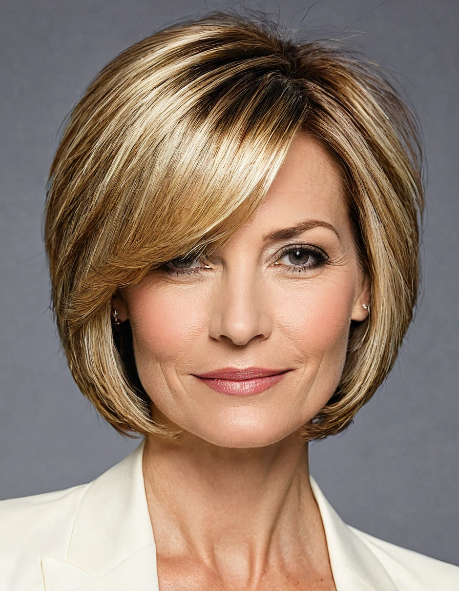 Short Layered Bob on woman in her 40s