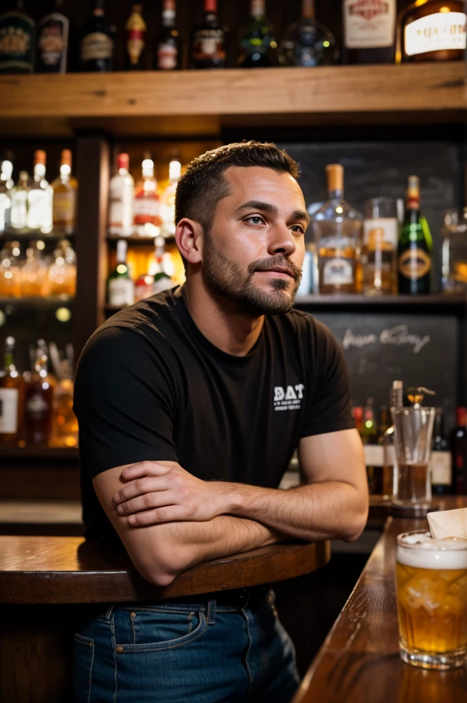 Drunk man at bar waiting to open