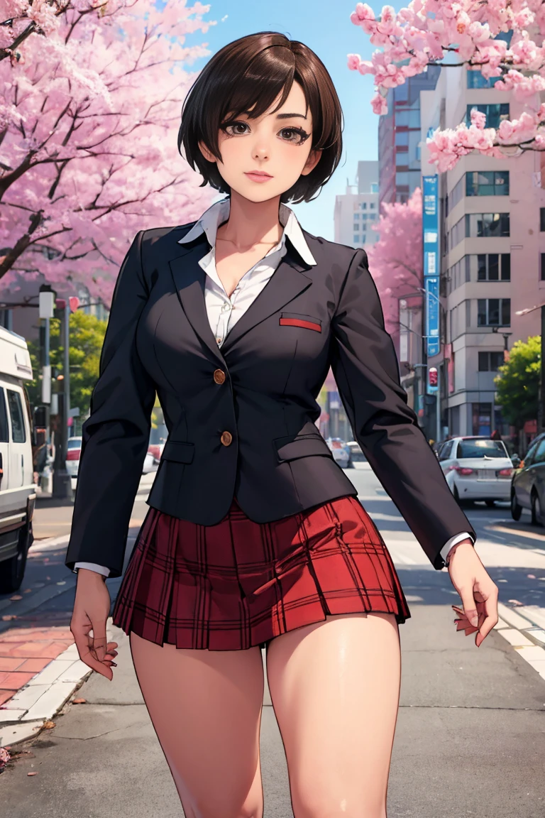 (best quality, ultra detailed, absolutely resolution:1.3), realistic, detailed cute face, detailed big eyes, detailed hair, detailed clothes, detailed realistic background, happy expression,
BREAK (teenage girl:1.3), cheerful, 独奏, rebecca chambers, brown eyes, , blazer, plaid miniskirt, standing, medium breasts, thigh, fair skin, outdoors, downtown, cherry blossoms,
Waiting to start