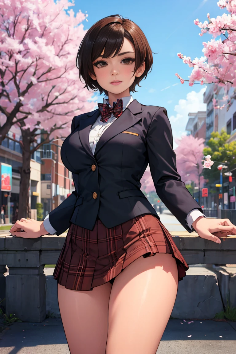 (best quality, ultra detailed, absolutely resolution:1.3), realistic, detailed cute face, detailed big eyes, detailed hair, detailed clothes, detailed realistic background, happy expression,
BREAK (teenage girl:1.3), cheerful, 独奏, rebecca chambers, brown eyes, , blazer, plaid miniskirt, standing, medium breasts, thigh, fair skin, outdoors, downtown, cherry blossoms,
Waiting to start