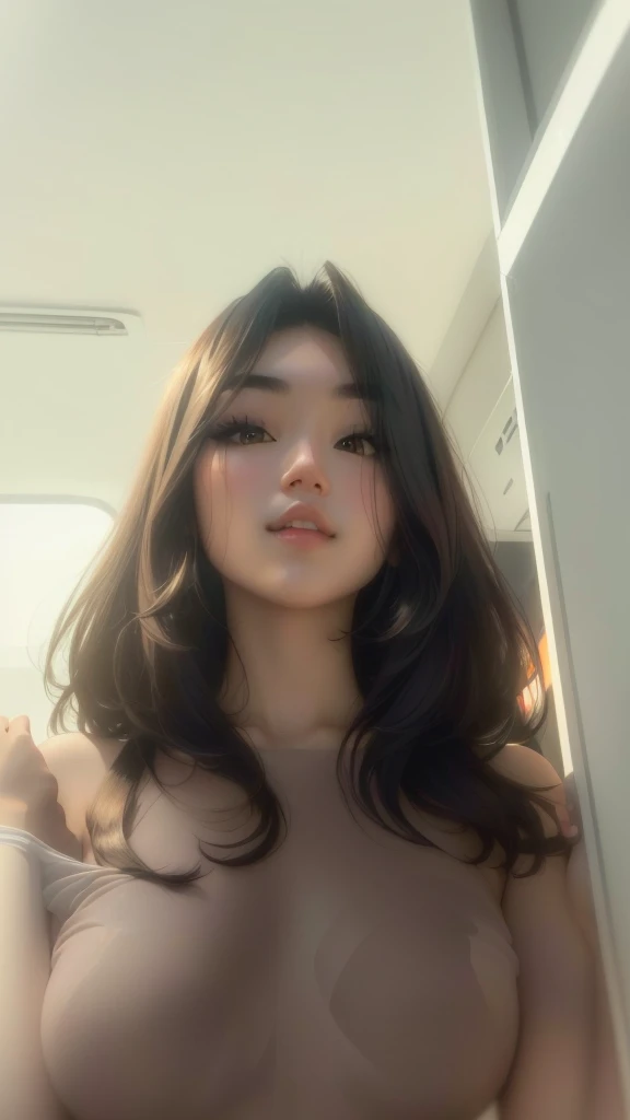 With long hair, ruan cute vtuber, with short hair, from 8 k matte, , with instagram filters, 🤤 girl portrait, she has a cute face, she is facing the camera, cindy avelino, nude body, sexy, nude