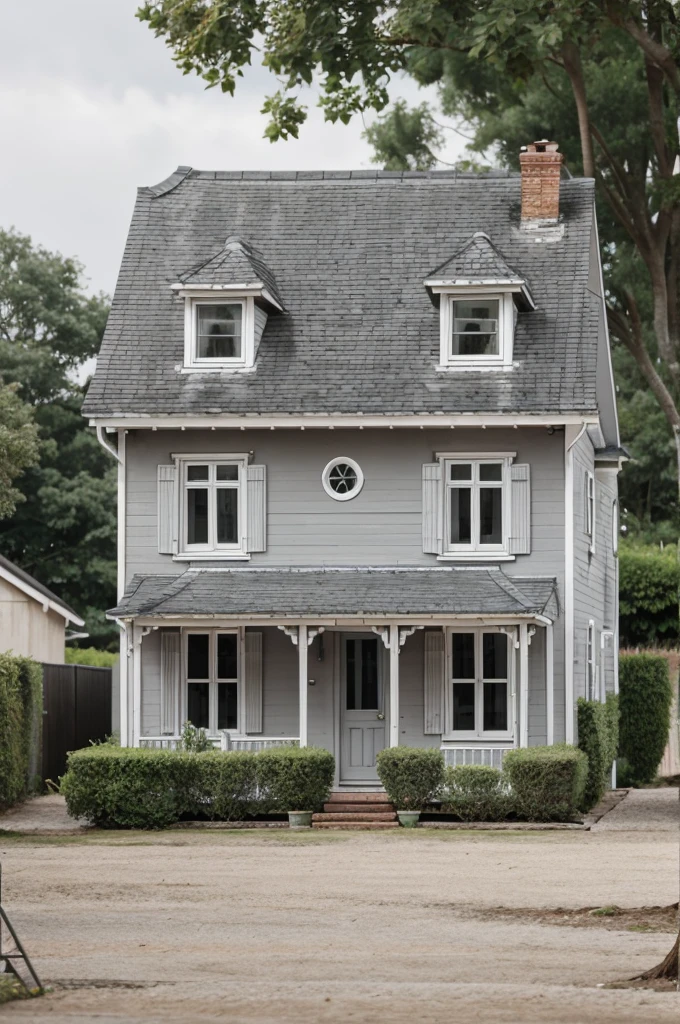 A grey shabby unpainted house