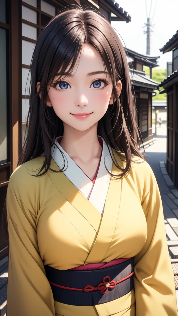 Professional Lighting,(Realistic:1.4), (Top image quality:1.0), (超High resolution:1.0), 8K, Raw photography, (masterpiece:0.2), (Dealing with the Children_v1:0.5)、(最高quality Detail:1.2)、Realistic、8K Ultra HD、High resolution、(1 Girl:1.2)、超detailedな、High quality textures、複雑なdetailed、detailed、Very detailed CG、High quality shadows、detailed 美しく繊細な顔、Beautiful details and a delicate eye、(Symmetrical eyes:1.2),Written boundary depth、Ray Tracing,1 Girl, Japanese Girls, (Natural smile:1.4),cute, thin, Portrait of a beautiful Japanese woman in a kimono, Standing elegantly on a street corner in Kyoto. Kimono with vibrant traditional patterns, Hair decorated with elegant and delicate hairpins, Gentle expression. (With the old streets of Kyoto in the background:1.4)、The soft light of a spring afternoon、Adding tranquility to the scene. Rendered in a Realistic style with great attention to detail, High resolutionの画像.Sky Porn, Magic Hour, (Realistic:1.3), finely, quality, (Tabletop:1.2), (Realistic:1.2), (最高quality), (複雑なdetailed), dramatic, Ray Tracing, photograph, +roller