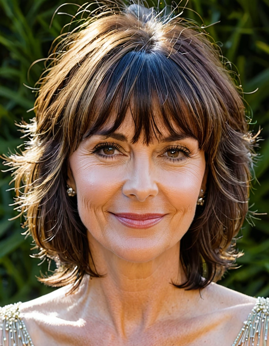 Medium Shag with Fringe bangs on woman in her 40s
