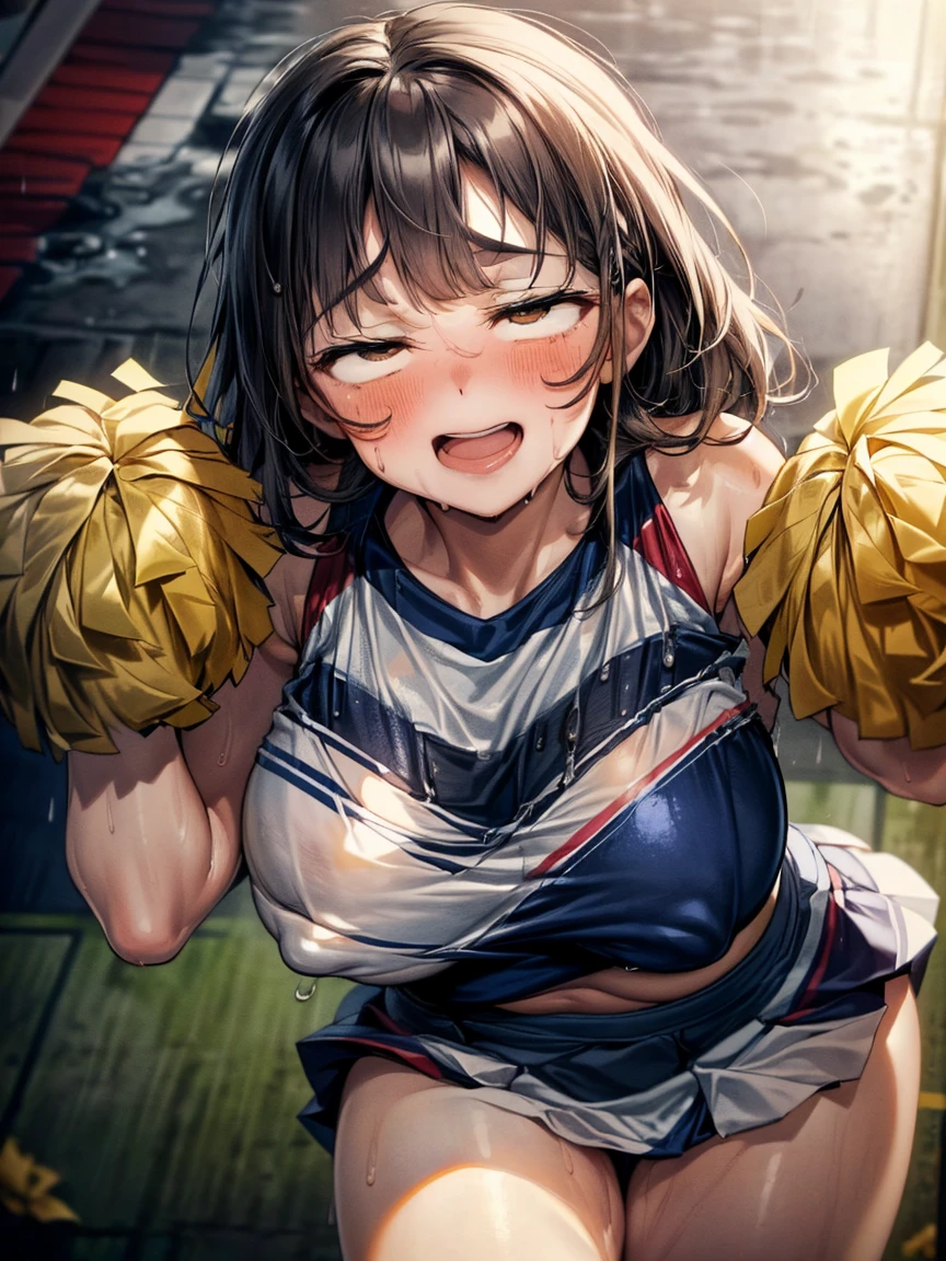 (Very tiny girl rides guy perfectly:1.5)、(Petite girl riding:1.3)、(Big Breasts:2)、(eyes half closed:1.9)、(Grin:1.1)、(The body shakes violently)、8K resolution、 ((Highest quality))、Anatomically correct、(Cheerleader:1.9)、((Hasselblad Photos))、[:(Detailed face:1.2):0.2]、(heavy rain:1.5)、(Sweaty:1.6)、(Top view:1.9)、(braid one's hair:1.5)、(Loss of strength from the body:1.3)、(呻吟)、(Jump:1.6)、(Surrounded by a lot of middle-aged men:1.6)、(Upper Body:1.9)、(Leaning forward:1.6)、(Groping the chest:1.6)