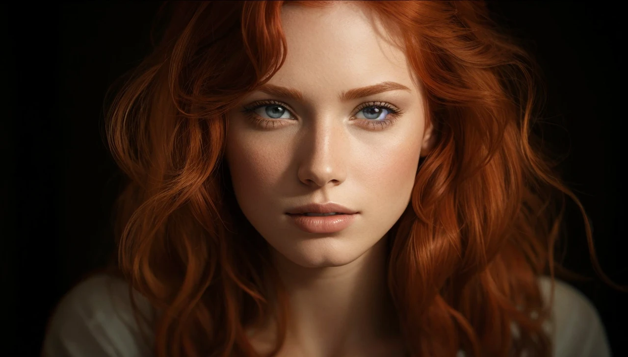 Beautiful redhead woman in a house