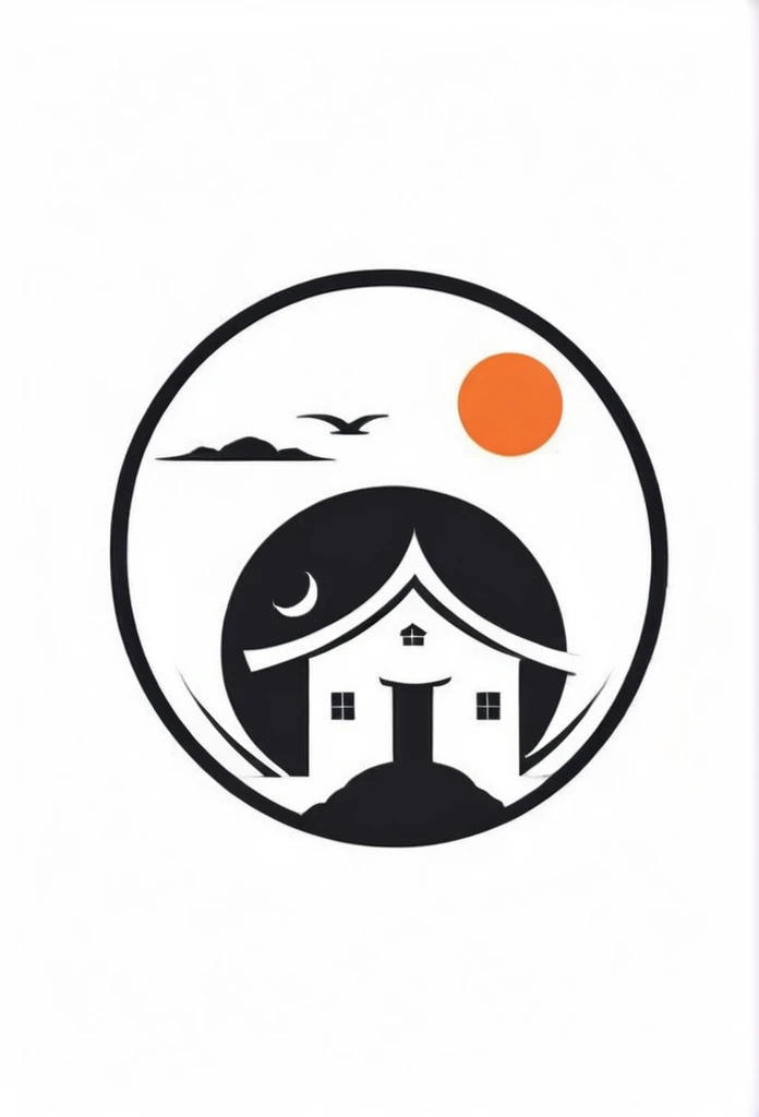 Fashionable logos of the Japanese construction industry
Pretty cool
chic and modern design
A logo with a Japanese house painted inside a circle-shaped logo
The logo is monotone in black and white
a round sun above the house
Only the sun is designed to be orange
White background