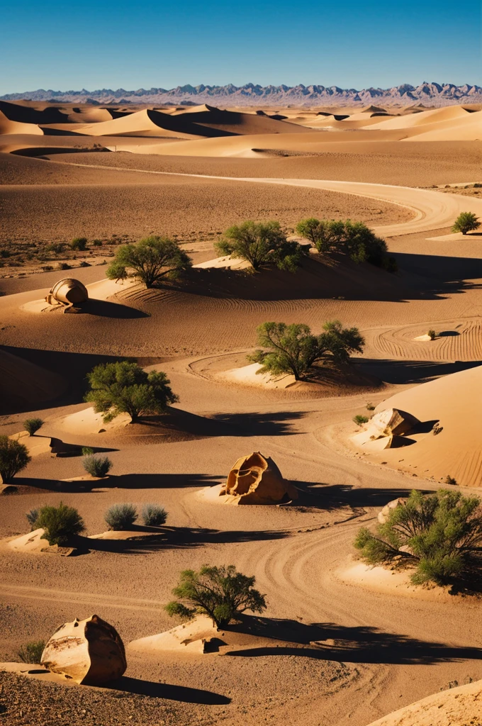 Desert with dinosaurs