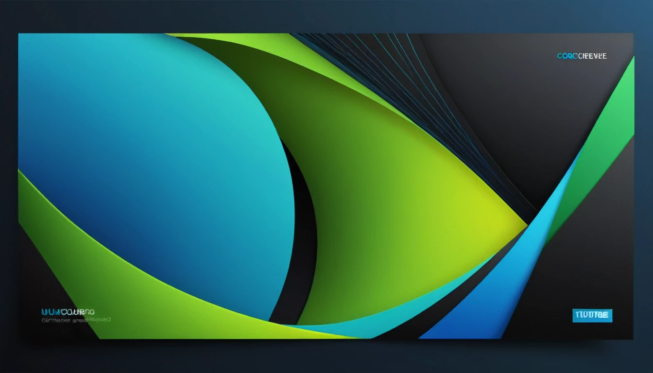 Template, title bar, Create a conceptual abstract geometric background for a YouTube cover , tumbnail, with a modern color palette, um efeito em curva na cor Unripe limão em destaque , Unripe , blue and black for a technology conference. 4K, ultra HD
