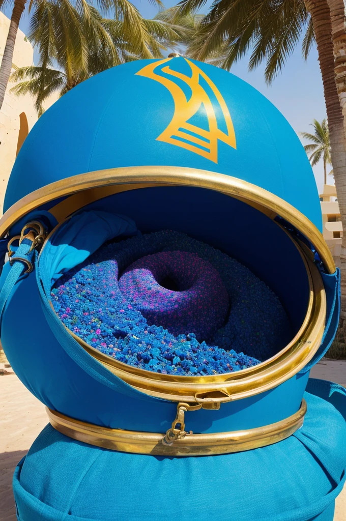 Create an image of abudha with a blue baground full of psychedelic cosmic experience 