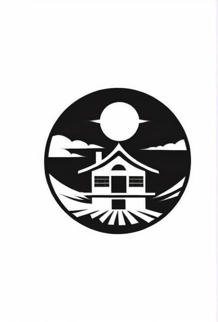 Fashionable logos of the Japanese construction industry

Pretty cool
chic and modern design

A logo with a cool Japanese-style house painted inside a circle-shaped logo

The logo is monotone in black and white

a round sun above the house
Only the sun is designed to be orange

White background