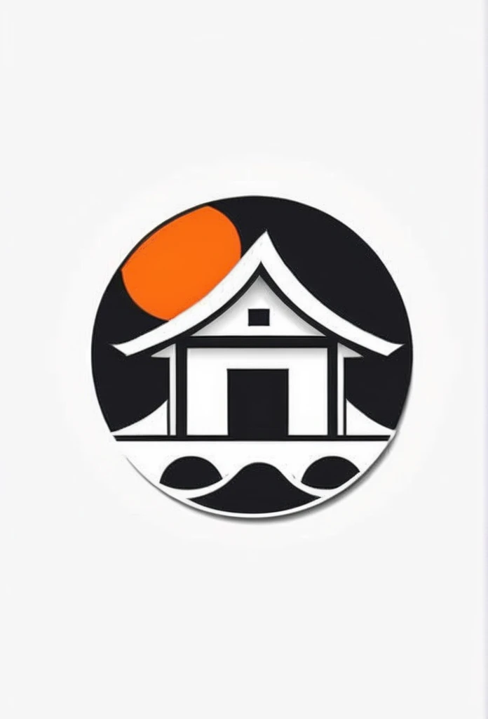 Fashionable logos of the Japanese construction industry
Pretty cool
chic and modern design
the orange sun
A logo with a cool Japanese-style house painted inside a circle-shaped logo
The logo is monotone in black and white
a round sun above the house
Only the sun is designed to be orange
White background