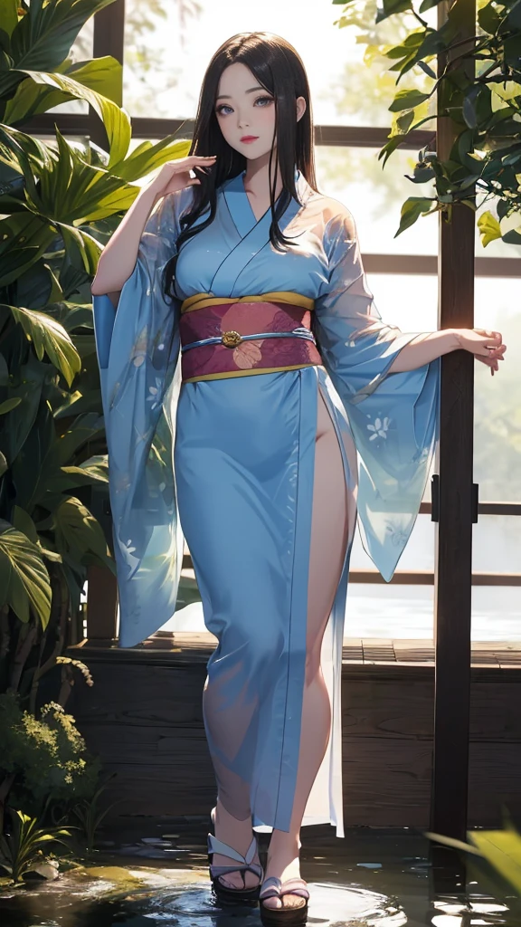 ((Waterfall basin on a moonlit night)),((池の真ん中に立つbeautiful女性)),((beautiful half-naked woman in a beautiful waterfall basin)), ((Sharp and captivating eyes))、((Sexy))、(((See-through kimono:1.3)))、((Kimono made of thin cloth wet with water:1)), Pale skin、(((One Girl:1))), ((Pale skin))、憂鬱なbeautiful顔、beautiful expression、Sexy顔、Swollen nipples, (((Lower Breast)))、(((beautiful breasts ))), beautiful 、Knee-high boots、Super detailed face、Delicate eyes、(double eyelid)、 (((1. Japanese women)))、 Beauty, 20-year-old,((See-through kimono)), (Show off by wearing Japanese revealing clothes),