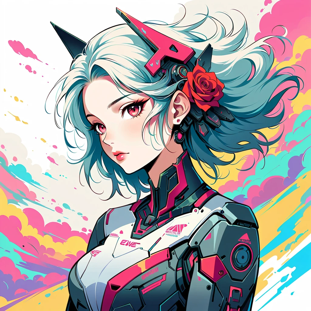 Anime girl with futuristic headgear and red eyes, digital Cyberpunk anime art, Digital Cyberpunk - Anime Art, anime cyberpunk art, Cyberpunk anime art, Cyborg - Silver Haired Girl, Dark Cyberpunk Illustration, Cyberpunk Anime Girl, female Cyberpunk Anime Girl, Cyberpunk themed art, Cyberpunk Anime Girl mech, Cyberpunk art style, Cyberpunk Cyborg. rose, advanced digital cyberpunk art