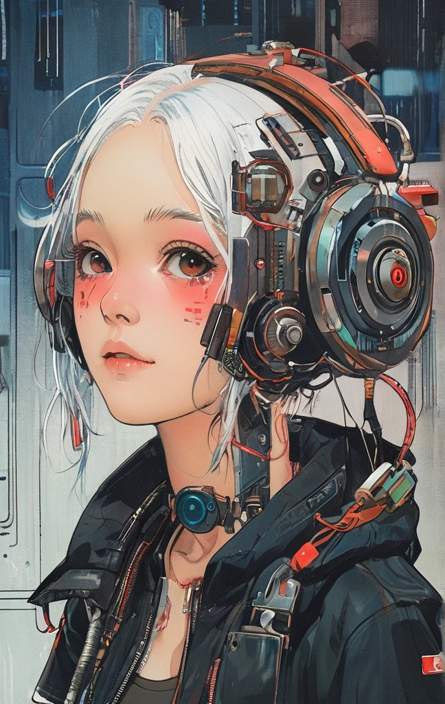 Anime girl with futuristic headgear and red eyes, digital Cyberpunk anime art, Digital Cyberpunk - Anime Art, anime cyberpunk art, Cyberpunk anime art, Cyborg - Silver Haired Girl, Dark Cyberpunk Illustration, Cyberpunk Anime Girl, female Cyberpunk Anime Girl, Cyberpunk themed art, Cyberpunk Anime Girl mech, Cyberpunk art style, Cyberpunk Cyborg. rose, advanced digital cyberpunk art