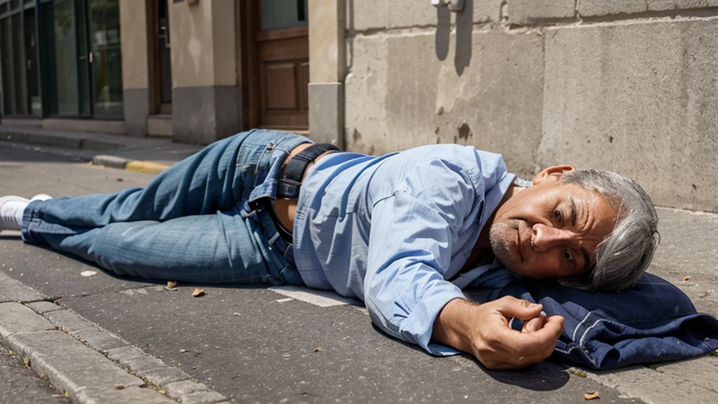poor old man lying on street