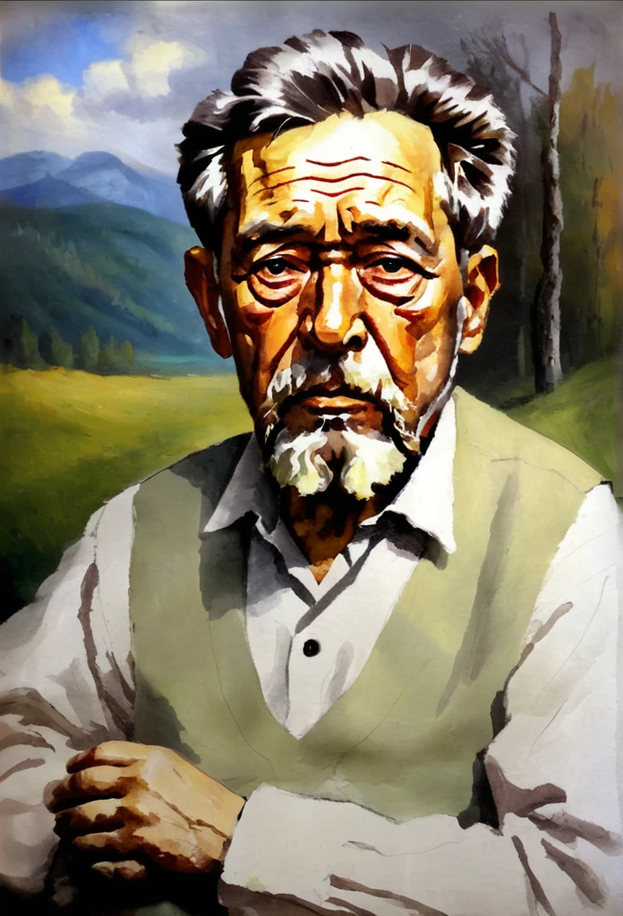 Very old man(Chekhov), oil painting