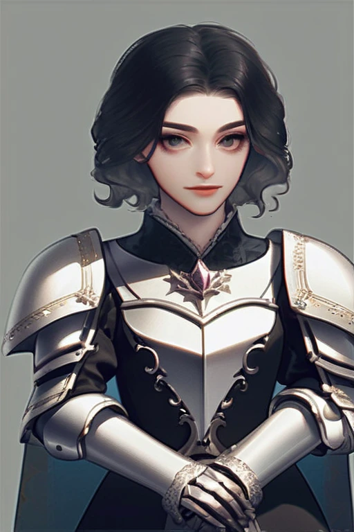 ((Лучшее качество)), ((шедевр)), (подробный), A girl in armor with black hair