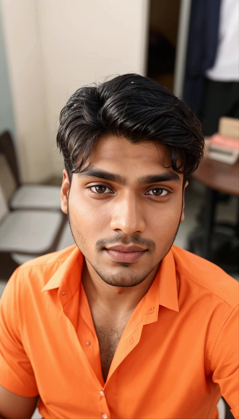 there is a man that is sitting down with a cell phone, with accurate face, professional profile picture, portait photo profile picture, face picture, without beard, 8k selfie photograph, jayison devadas, very very low quality picture, profile picture, very clear picture, headshot profile picture, portrait mode photo, harsh good looking face, without helmet