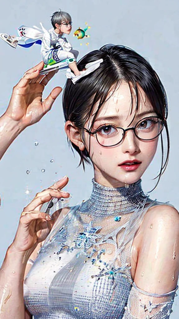 Ridiculous Resolutions, Super detailed, Highest quality, figure, 8K, Ultra-high resolution, Grayish-grey hair、Pixie short、amount、Glasses、short、small、Pin Heel Midnight、 thin, cumin ,Straight Hair、short hair, Glasses , (((Sweat)))、Turtleneck dress、skin、Stiletto Sandals、Beautiful feet、
Have a handheld game console,now、Backstreets、Full body paint、Detailed face、Delicate facial features、Detailed skin、Shiny skin、Detailed face、Delicate facial features、Detailed skin、Shiny skin、Beautiful Face、Perfect Face、に精巧でBeautiful Faceと目、Attractive face、Top view、Respect、Nightclub、povbreastgrab, pov hands
