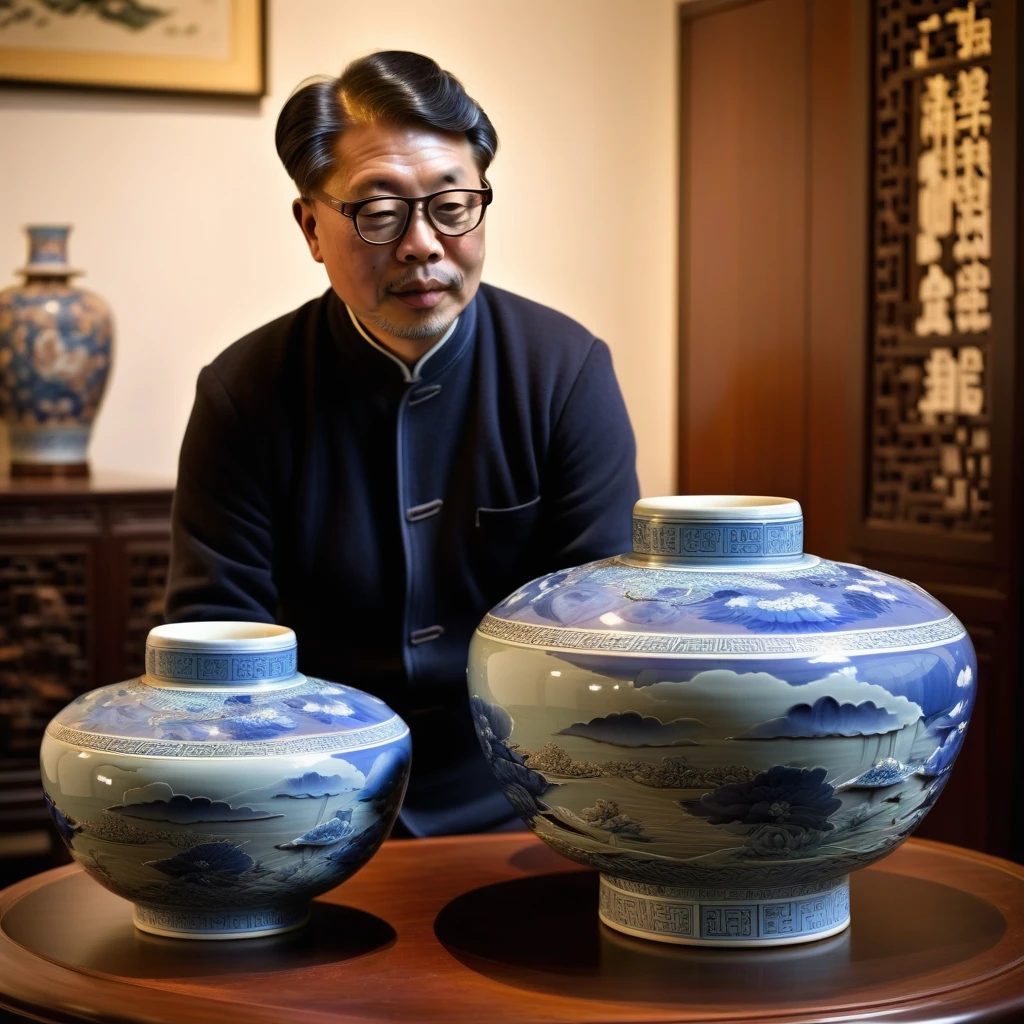 Creating surrealism, Extra Large Chinese Ceramics, Should demonstrate exquisite craftsmanship, Showcasing traditional patterns and art. 