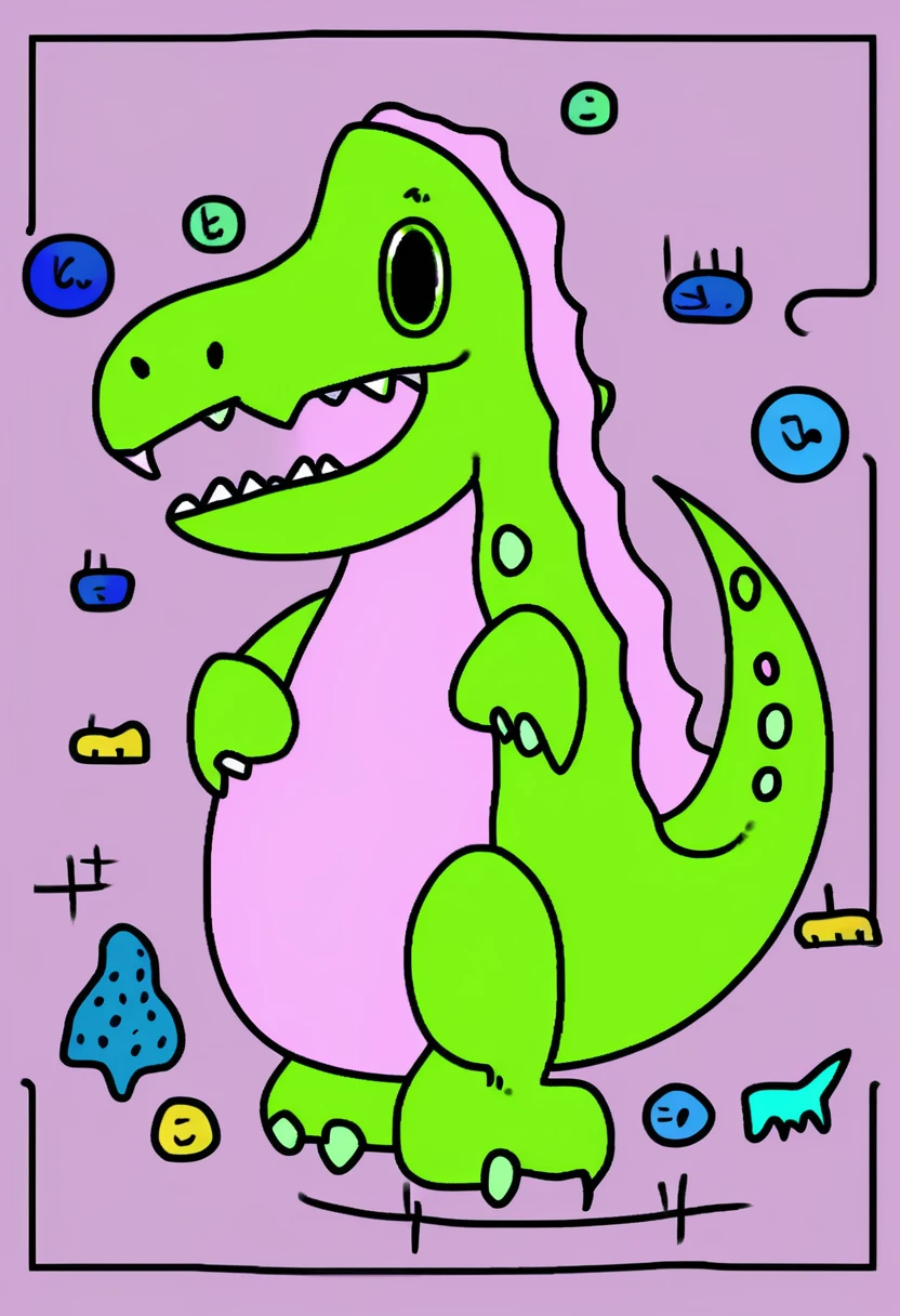 Low quality, line art, one dinosaur, (fluffy), stuffed, blue, smiling, looking at viewer, White background