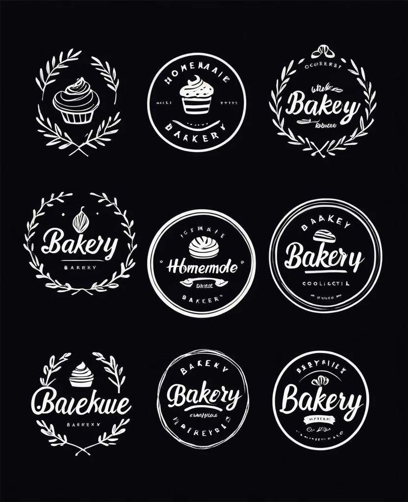 Simple and elegant homemade bakery logo collection. Hand drawn modern style logos