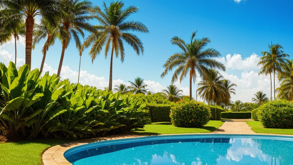 Image of a water spring in the cerrado surrounded by palm trees and buritis, trees and grasses typical of the Brazilian cerrado, with blue sky in the background.